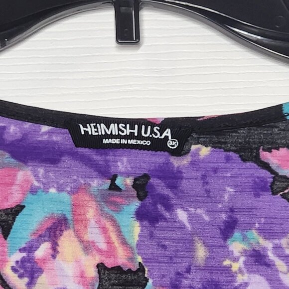 Purple Floral Criss-Cross Neck Babydoll Blouse - Size: 2X - Picture 5 of 5